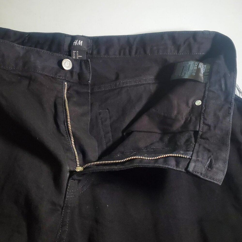 H&M Black Jeans Raw Hem Mens 34W - Picture 7 of 16
